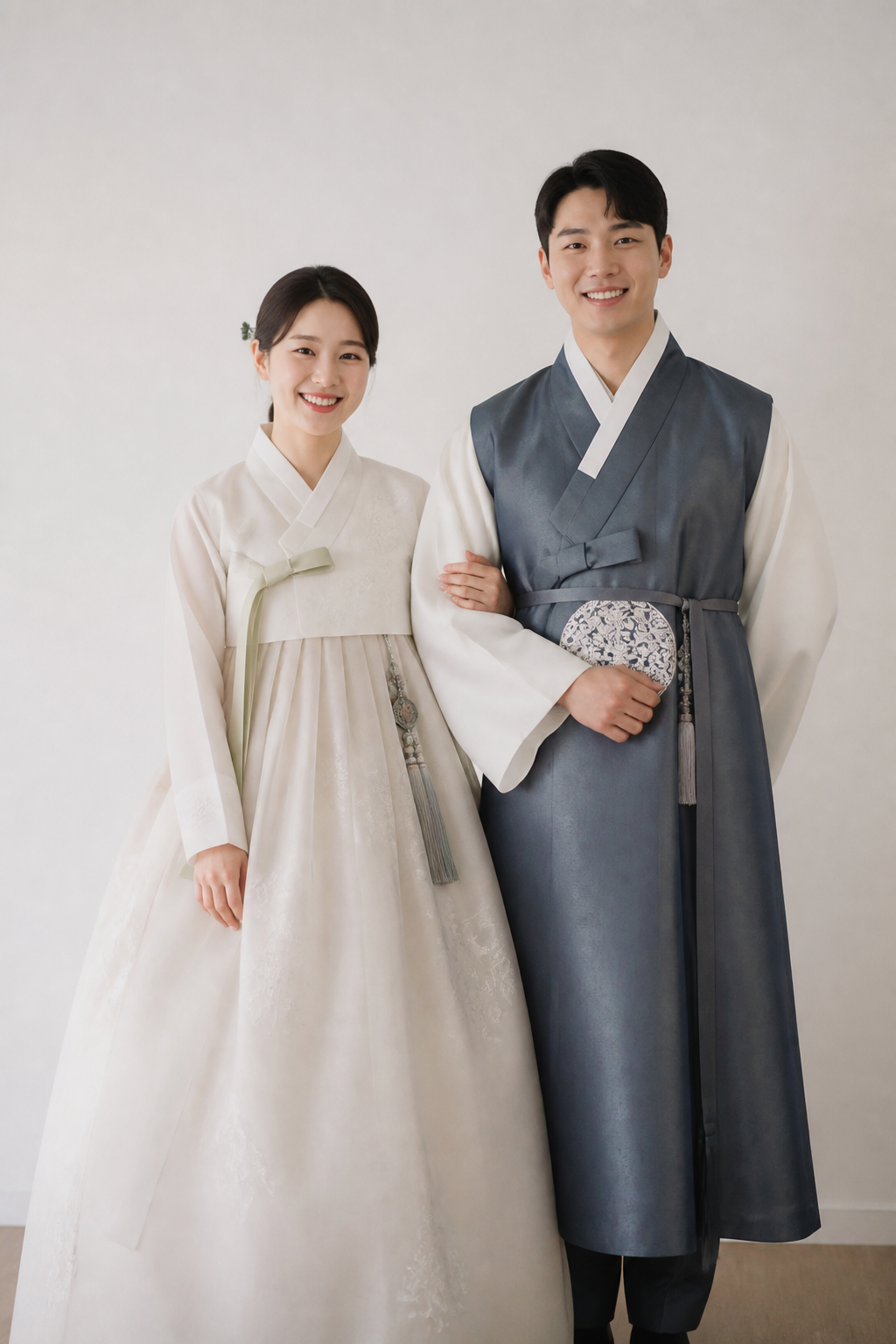 한복 스튜디오 핑크·라일락 AI 웨딩스냅 예시
